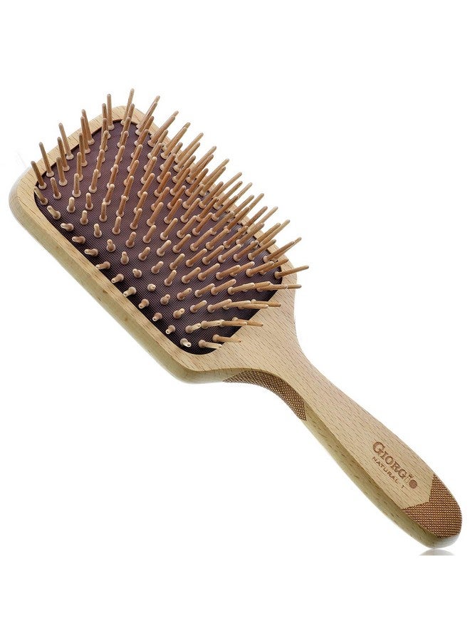 Giorgio Iorgio Wooden Bristle Paddle Hairbrush Large Detangling Cushion Brush For Thick Curly Or Long Hair Anti Static Reduce Frizz And Massage Scalp Detangler Hair Brush For Women Men And Kids - Image 1
