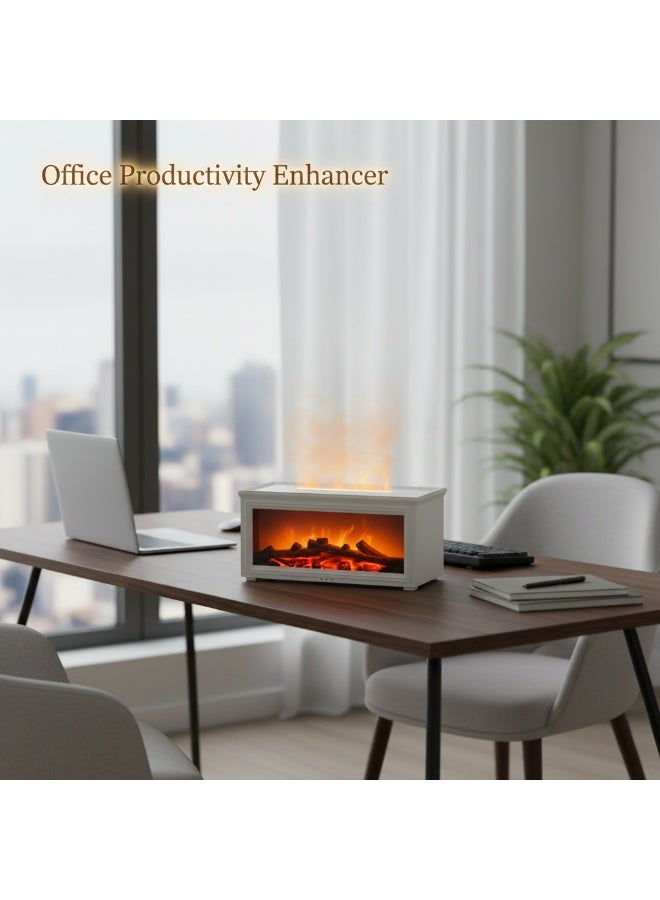 ناشر زيوت عطرية | ناشر زيوت عطرية على شكل لهب مدفأة | مرطب هواء مُحسّن للعلاج بالروائح بسبعة ألوان لهب | تشغيل هادئ، سعة ٢٨٠ مل، مع جهاز تحكم عن بُعد | مثالي لغرف النوم والمكاتب المنزلية (مدفأة بيضاء) - Image 4