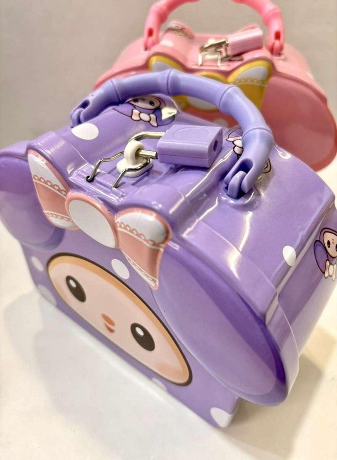 CHIRANSI Cute Cartoon Creative Portable Piggy Bank | Money Saving Box with Combination Lock | Mini Coin Bank Gifts for Boys and Girls, Best Return Gifts for Kids (Pack of 1) (Bowknot Mini - Pink) - Image 2
