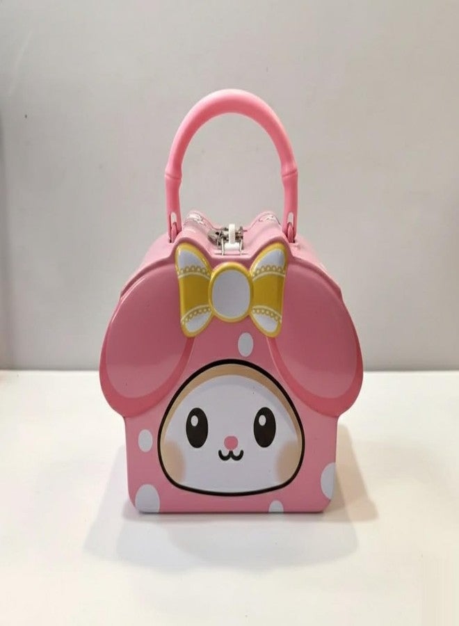 CHIRANSI Cute Cartoon Creative Portable Piggy Bank | Money Saving Box with Combination Lock | Mini Coin Bank Gifts for Boys and Girls, Best Return Gifts for Kids (Pack of 1) (Bowknot Mini - Pink) - Image 1