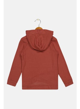 R&R Kids Girl Plain Tulip Hem Hoodie, Rust  - Image 2