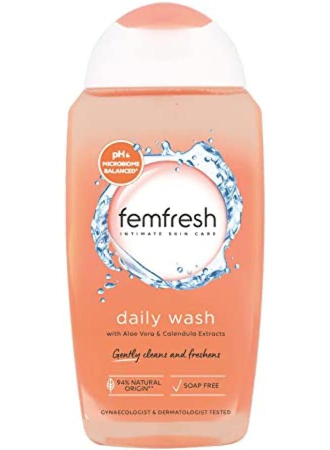 femfresh Femfresh Everyday Care Daily Intimate l Wash – Feminine Hygiene Shower & Bath Gel Cleanser – pH Balanced, Soap Free Gel Formula with Natural Aloe Vera & Calendula – 250 ml ， Intimate Wash - Image 1