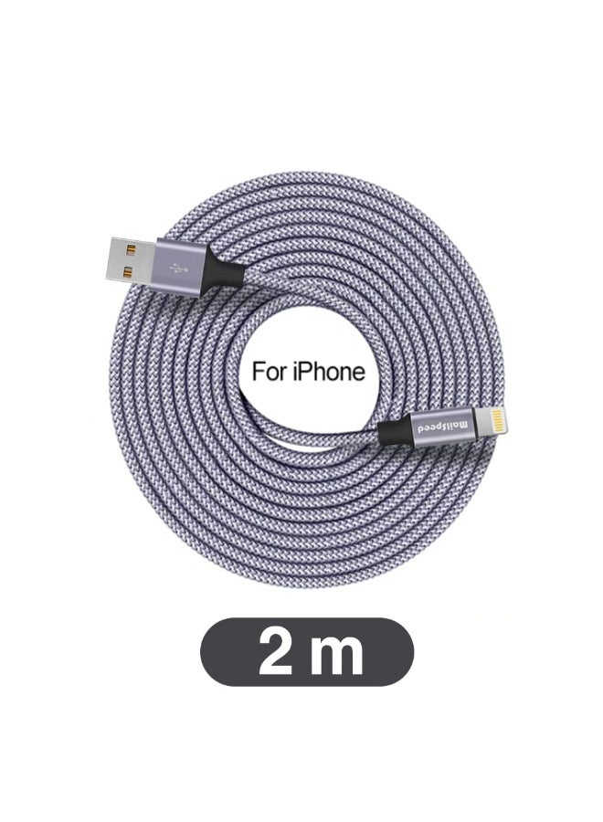 Mailspeed iPhone Charging Cable 2M[MFi Certified] USB  Lightning Charger Cable Fast Charging Power Delivery iPhone Charging Cable for Reinforced for durability iPhone 14/14 Pro/14 Plus/14 Pro Max, iPad Pro, iPhone 8-13 All Series - Image 2