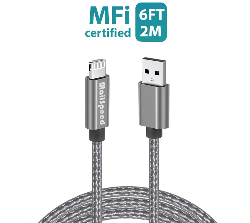 Mailspeed iPhone Charging Cable 2M[MFi Certified] USB  Lightning Charger Cable Fast Charging Power Delivery iPhone Charging Cable for Reinforced for durability iPhone 14/14 Pro/14 Plus/14 Pro Max, iPad Pro, iPhone 8-13 All Series - Image 1