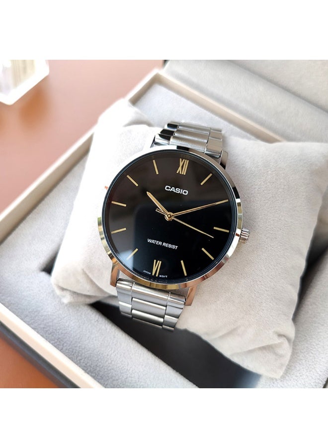 كاسيو ساعة كاسيو للرجال MTP-VT01D-1B من الستانلس ستيل – قرص أسود، تصميم نحيف كلاسيكي، مقاومة للماء حتى 50 متر - Image 3