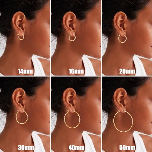 Gacimy 14K Gold Plated Hoop Earrings for Women, 14K Gold Plated Hoops with 925 Sterling Silvertone Post, Yellow Color 50mm Big Earrings for Women - Image 5