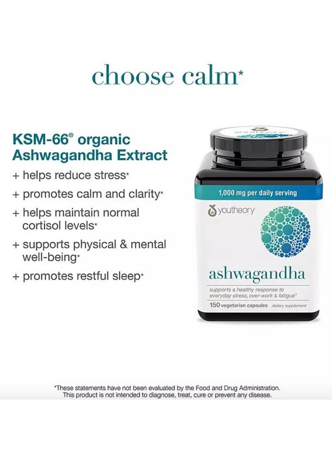 Youtheory Ashwagandha 1000 MG Stress Formula 150 Vegetarian Capsules - Image 2