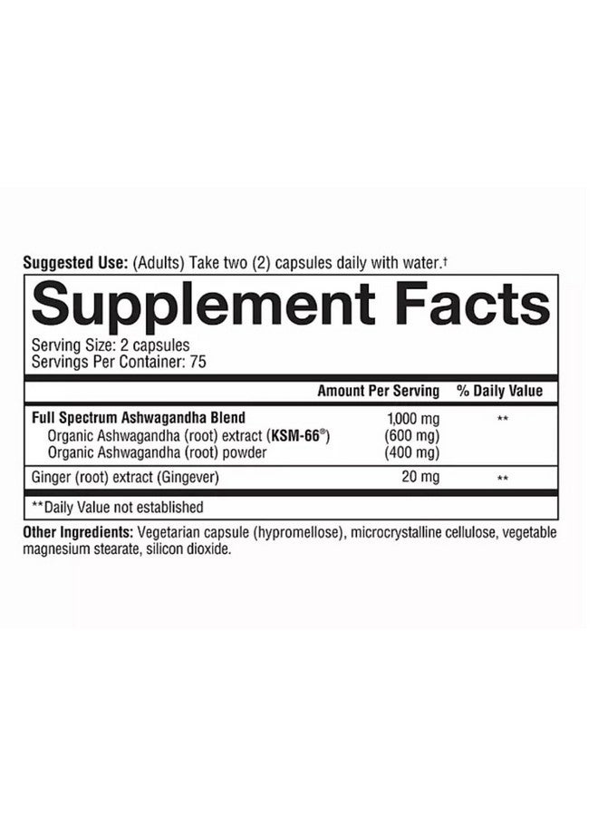 Youtheory Ashwagandha 1000 MG Stress Formula 150 Vegetarian Capsules - Image 4