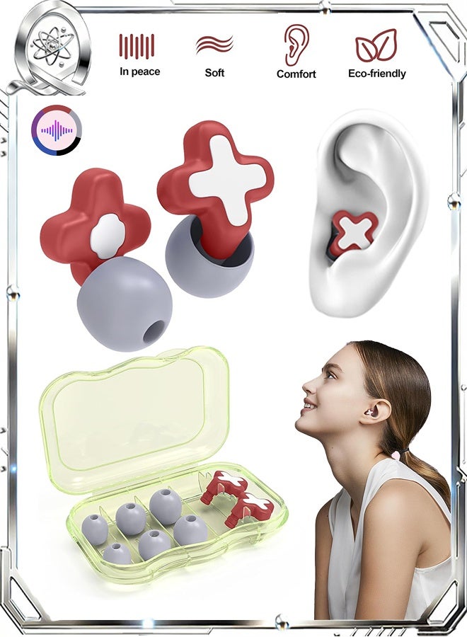 Immersive Ultra Soft Silicone Sleeping Noise EarPlugs with Three Sizes (S/M/L) - Reusable Flexible Noise Canceling Ear Plugs with Storage Box - Image 1
