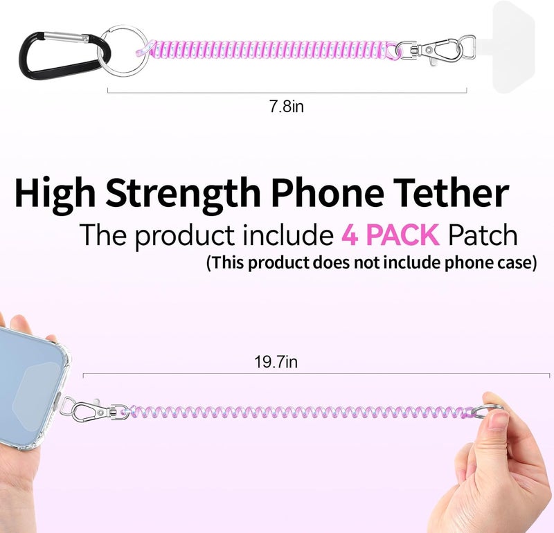 Doormoon Phone Lanyard Leash with 4 Patch, 2* Phone Tether, 4* Phone Tether Tab, 1* Carabiner for Climbing Outdoor Hiking Cycling Skiing Compatible for Smartphones Keys, PearlWhite*2 - Image 3