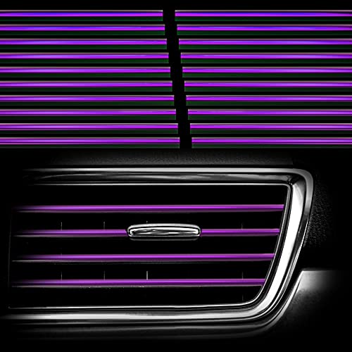 Hadwoer 20Pcs Car Auto Air Conditioner Vent Outlet Trim Strip, DIY Decoration Chrome PVC Car Interior Moulding Trim Strip Line for All Straight Air Vent Outlet (Purple) - Image 1