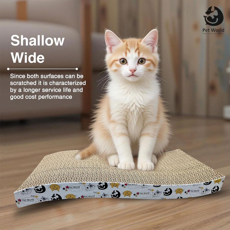 Pet World Cat Scratcher, a 2-in-1 Reversible Scratching Pad Recyclable Corrugated Scratch Toy with Wave Shape & 10ML Catnip Cat Scratch Lounge for Furniture Protection (38x21x6.5) - Image 2