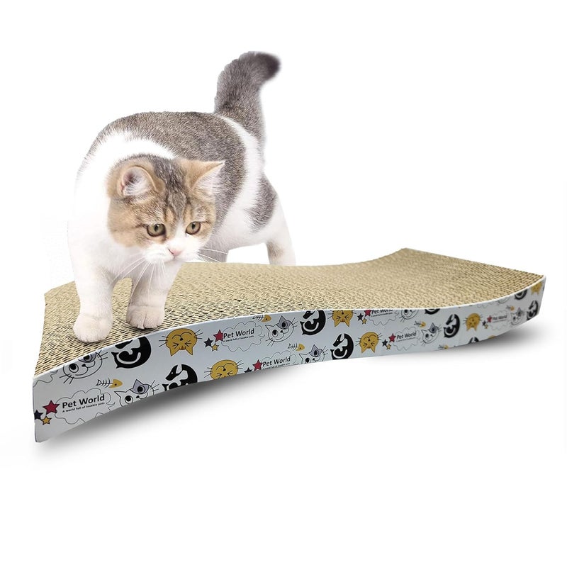 Pet World Cat Scratcher, a 2-in-1 Reversible Scratching Pad Recyclable Corrugated Scratch Toy with Wave Shape & 10ML Catnip Cat Scratch Lounge for Furniture Protection (38x21x6.5) - Image 1