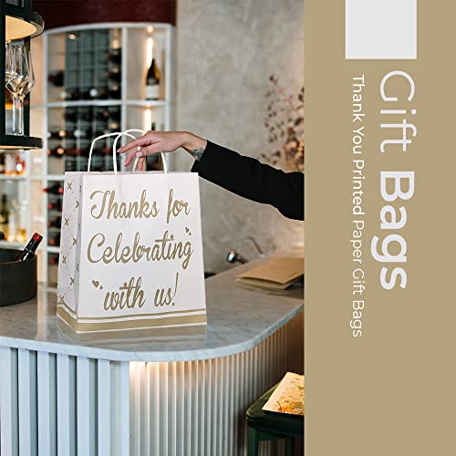 Arrow Paper Products Thank You Printed Paper Gift Bags For Return Gifts | Weddings | Birthday | Holiday Gifting & Presents (Size 17.78 X 7.62 X 22.86 Cm | Pack Of 60), White - Image 2