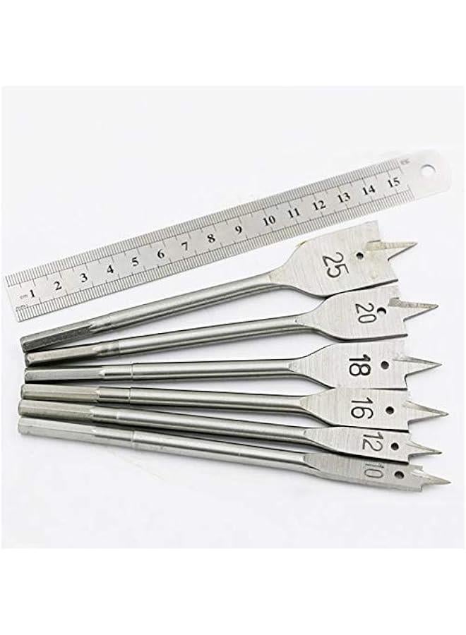 MOXO Flat Drill Sets,6 Wood Flat Drill Sets 10mm25mm Steel Woodworking Spade Drill Bits Hex Shank Flat Drill Hole Puncher Sets Woodworking Tool - Image 2