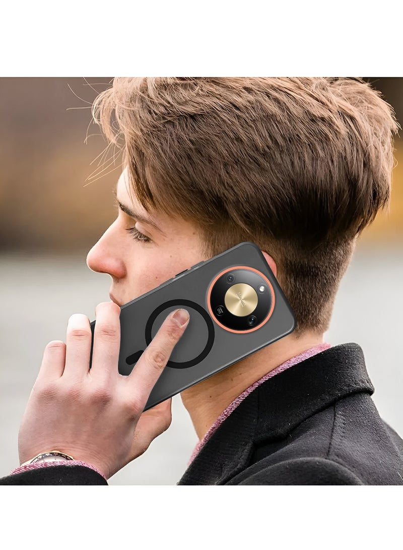 دبليو تيك غطاء حماية لهاتف Honor X9d / Honor X70 5G 2025، ناعم، هجين، شفاف جزئيًا، مع ميزة Magsafe وشحن مغناطيسي، وحواف مرتفعة للكاميرا، تصميم أنيق - أسود (MCMPMN) - Image 5