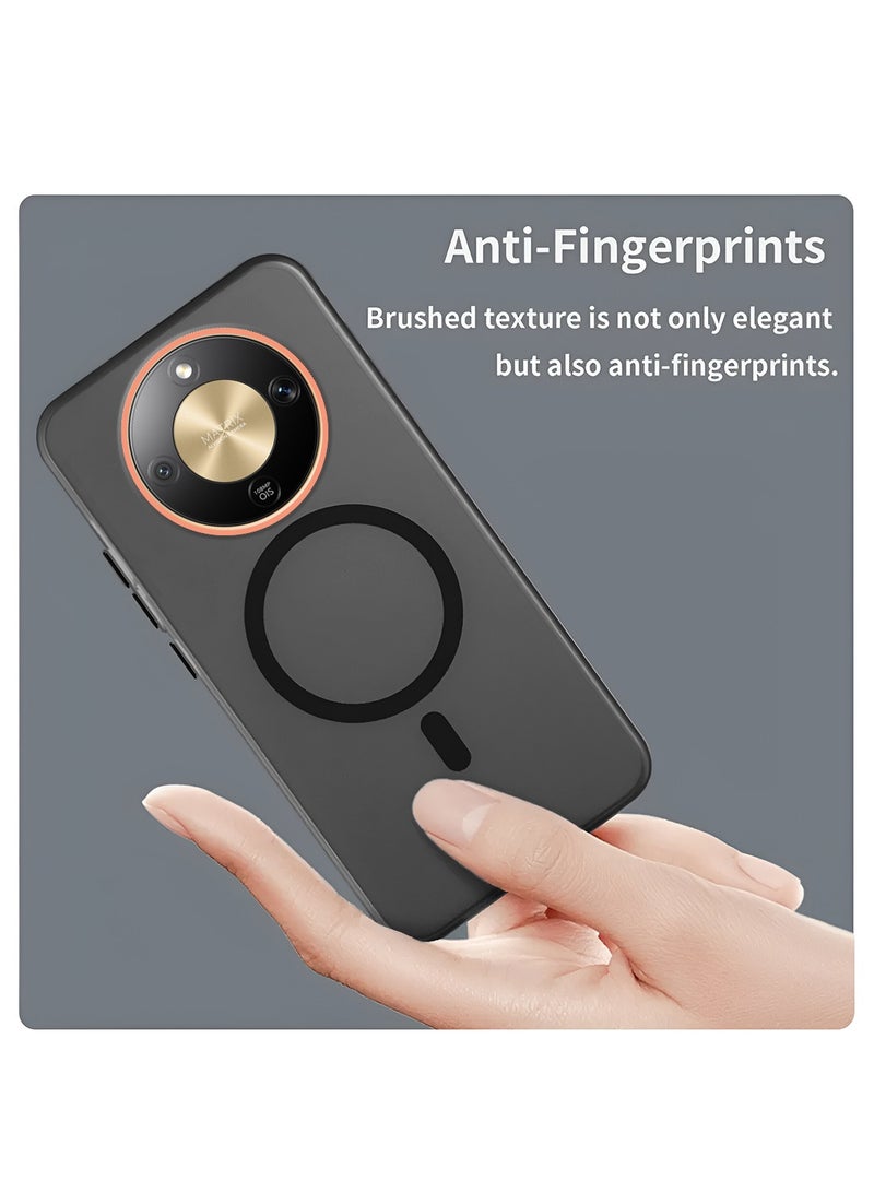 دبليو تيك غطاء حماية لهاتف Honor X9d / Honor X70 5G 2025، ناعم، هجين، شفاف جزئيًا، مع ميزة Magsafe وشحن مغناطيسي، وحواف مرتفعة للكاميرا، تصميم أنيق - أسود (MCMPMN) - Image 4