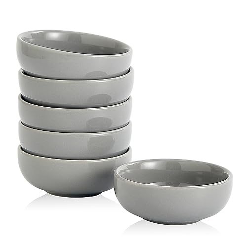 Swuut Ceramic Pinch Bowls,2.7 oz Mini Prep Dip Bowl Set,Small Dipping Salsa Charcuterie Soy Sauce Side Dish for Sushi,Set of 6(Grey) - Image 1