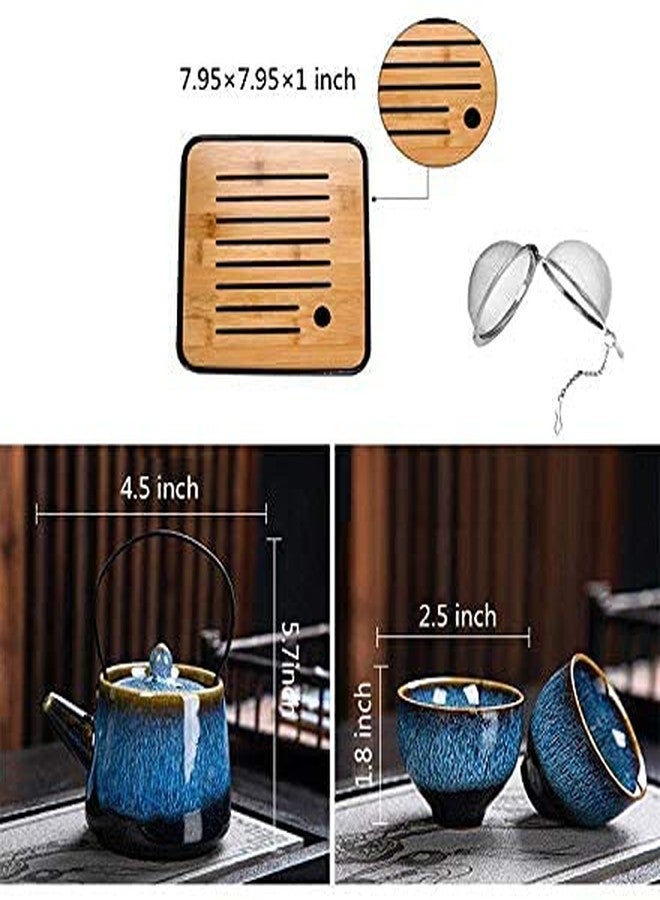 DEKNBE Ceramic Kungfu Tea Set,Chinese Tea Set,Contains Tea Tray and Bag,Tea Sets for Women/Man/Adults,Suitable for Parties and Travel,with Tea Strainer-Stainless - Image 5