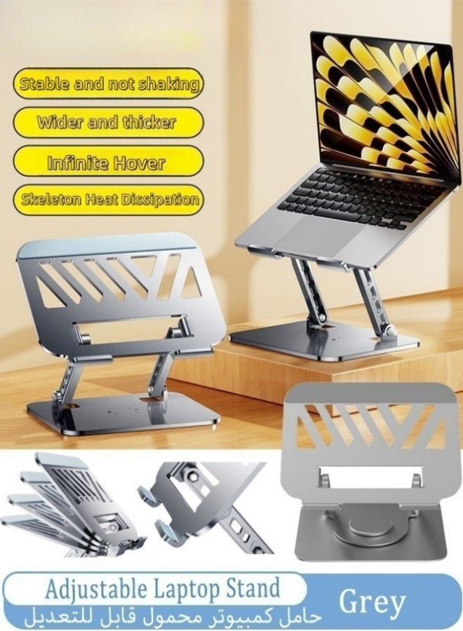 Generic Adjustable Laptop Stand with 360° Rotating Base,Ergonomic Alloy Desk Laptop Riser Dual Rotary Shaft Fully Foldable Laptop Stand for Easy Storage Compatible with 10-17" Laptops and Tablets  - Image 1