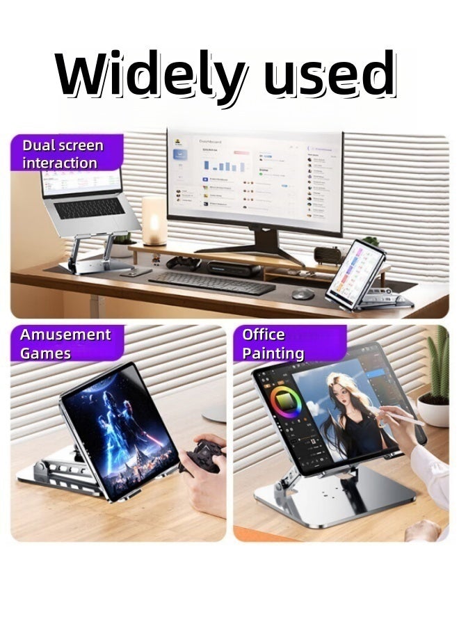 Generic Adjustable Laptop Stand with 360° Rotating Base,Ergonomic Alloy Desk Laptop Riser Dual Rotary Shaft Fully Foldable Laptop Stand for Easy Storage Compatible with 10-17" Laptops and Tablets  - Image 4
