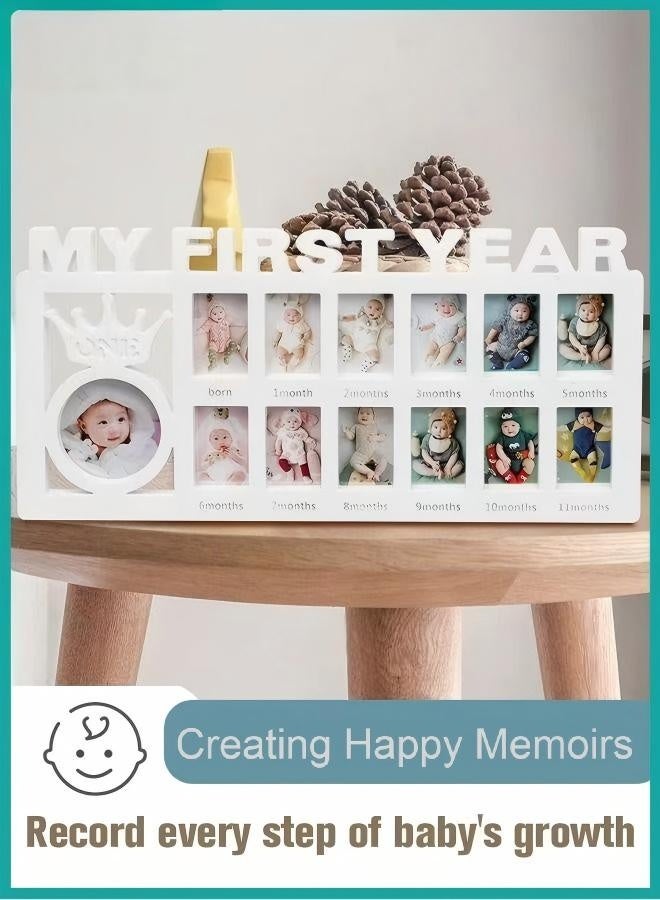 First Birthday Photo Frame | My First Year 12-Month Milestone Frame | Baby Keepsake & Shower Gift - Image 1