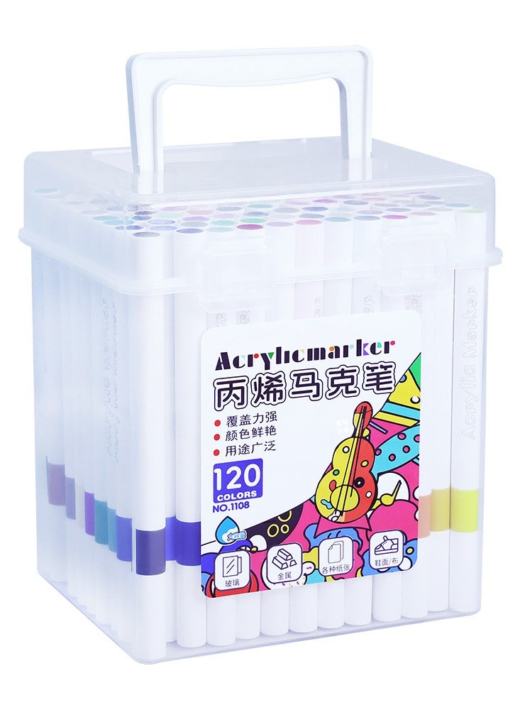 Marking pen set, 120 color children's and adult art marking pen set, painting art supplies, equipped with stylish carrying case and upgraded base, back to school art supplies - Image 1