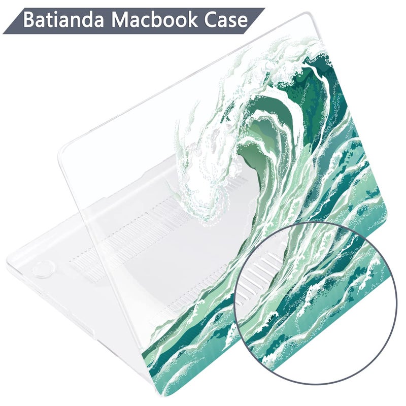 Batianda Premium Case for New MacBook Air 15 inch 2025 M4 2024 2023 with M3 M2 Chip Model A3241/A3114/A2941, Designed Protective Plastic Hardshell & Keyboard Cover & Screen Protector, Waves - Image 5