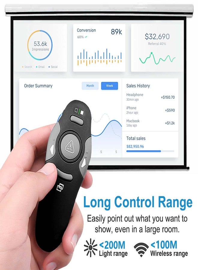 VOVIGGOL جهاز تحكم عن بعد لاسلكي 2 في 1 من VOVIGGOL USB/Type-C لعرض عروض PowerPoint التقديمية، يعمل بتردد 2.4 جيجاهرتز، متوافق مع أجهزة Mac والكمبيوترات المحمولة. - Image 5