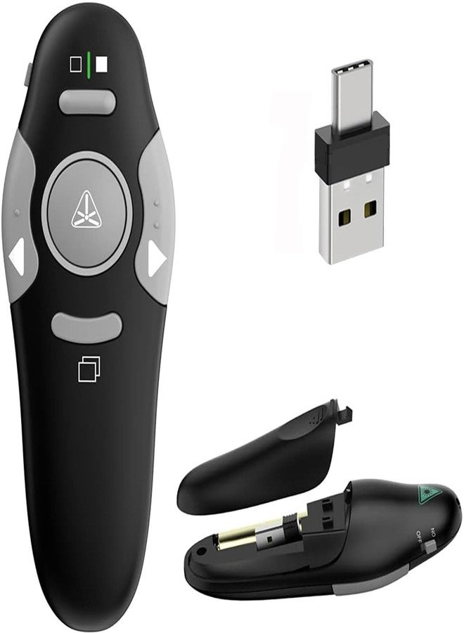 VOVIGGOL جهاز تحكم عن بعد لاسلكي 2 في 1 من VOVIGGOL USB/Type-C لعرض عروض PowerPoint التقديمية، يعمل بتردد 2.4 جيجاهرتز، متوافق مع أجهزة Mac والكمبيوترات المحمولة. - Image 1