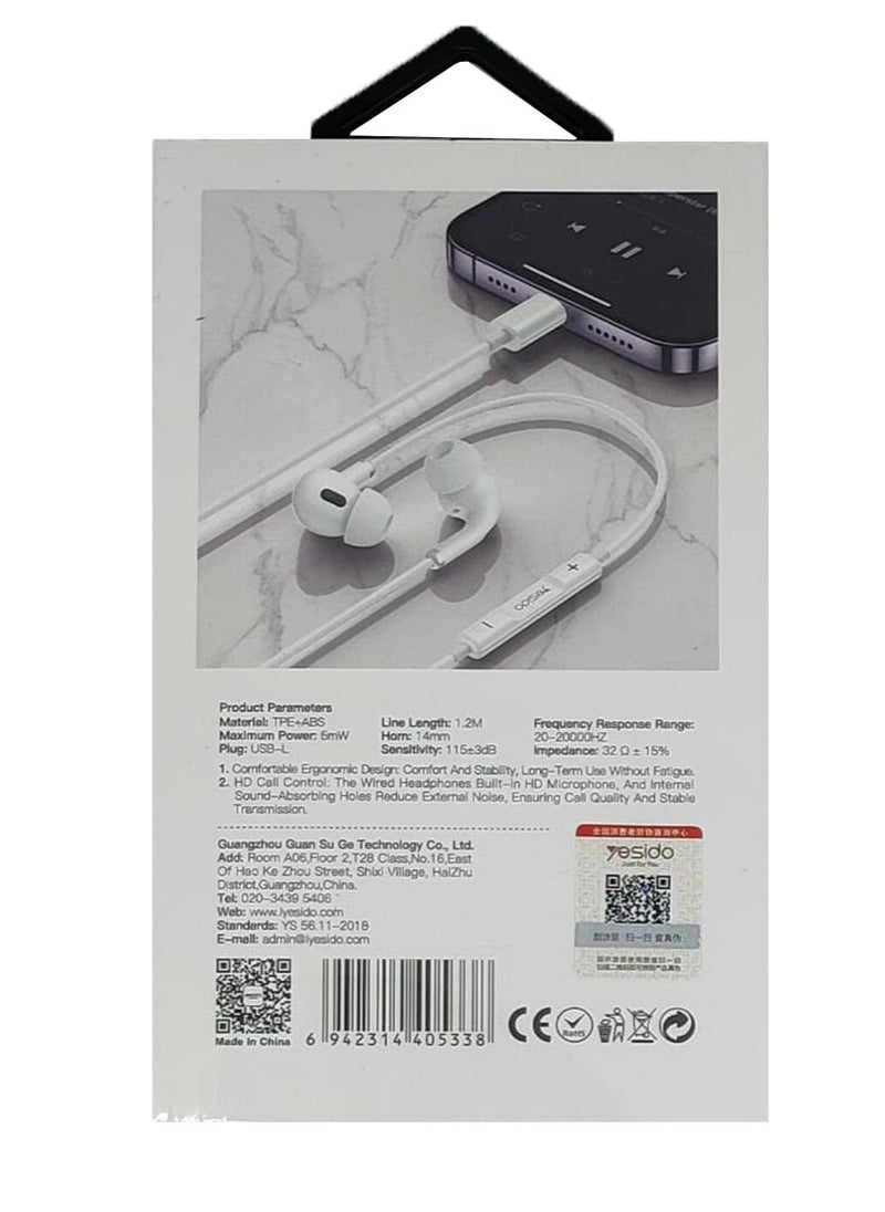 Yesido - Lightning Headset For Apple With MIC Can Support HD Calling & Music For iPhone 7/8 and 7/8 plus & iPhone x/xs/Xsmax - Image 1