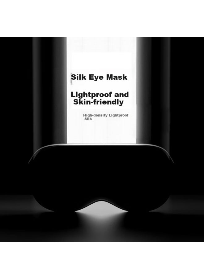 YIDUN Yidun Silk Eye Mask Sleep Shade Adjustable Breathable For Men Women Students Sleeping Mulberry Silk Nap Travel Deep Black  - Image 2