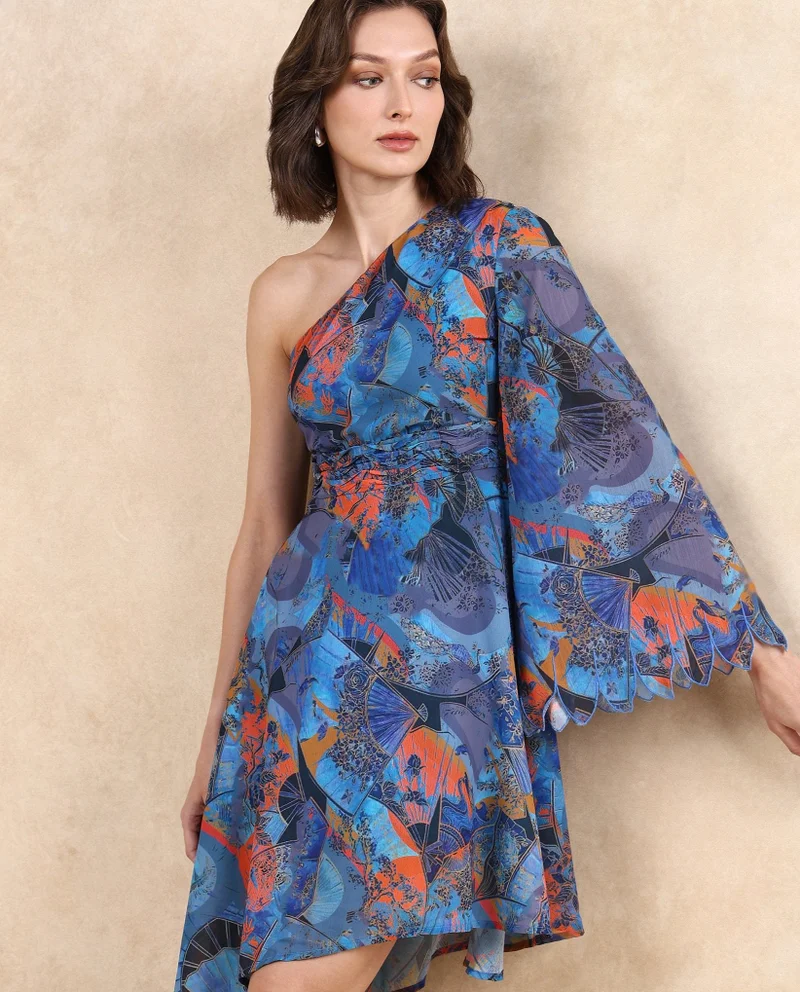 ريريزم Women's One Shoulder Printed Dress