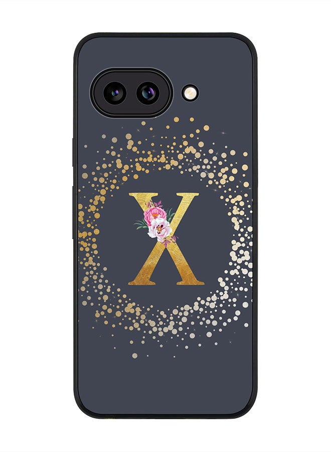 Stylizedd For Google Pixel 9a Case,Slim fit Camera Protection, Shockproof Thin Phone cover  - Custom Monogram Floral - X  (Grey )