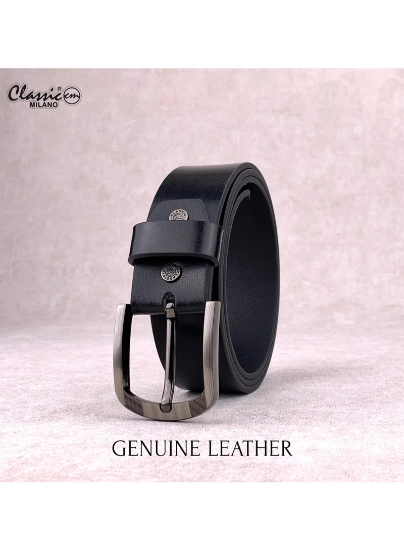 Classic Milano Black (Rabbit) Classic Milano Genuine Leather Belt for Men - Semi-Casual & Formal Wear Men Belts, Casual & Formal Outfits, and Gifts - Black, Brown & Tan Men’s Belt for Men | Best Price UAE