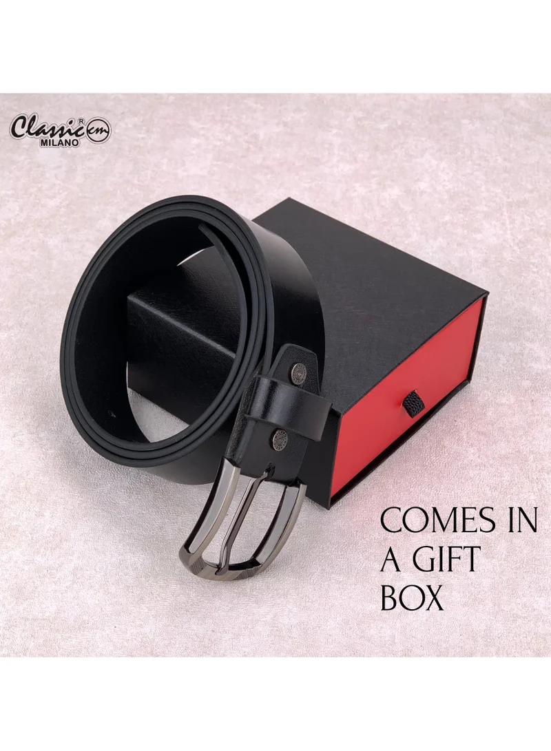 Classic Milano Black (Rabbit) Classic Milano Genuine Leather Belt for Men - Semi-Casual & Formal Wear Men Belts, Casual & Formal Outfits, and Gifts - Black, Brown & Tan Men’s Belt for Men | Best Price UAE