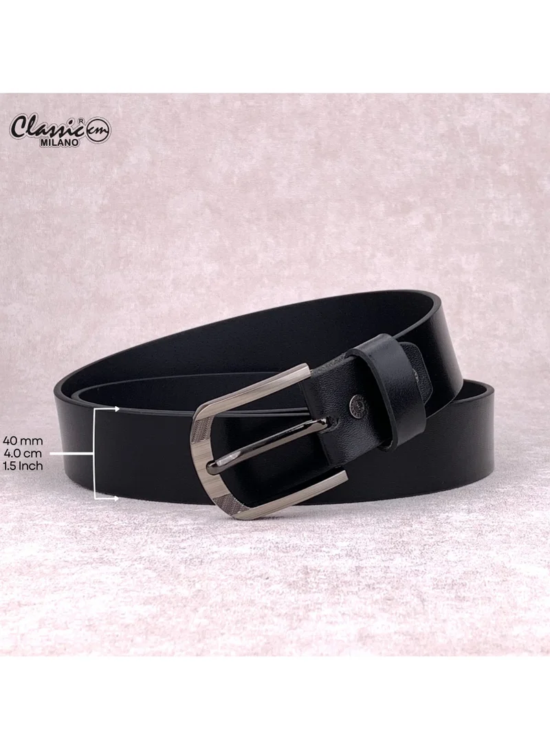 Classic Milano Black (Rabbit) Classic Milano Genuine Leather Belt for Men - Semi-Casual & Formal Wear Men Belts, Casual & Formal Outfits, and Gifts - Black, Brown & Tan Men’s Belt for Men | Best Price UAE