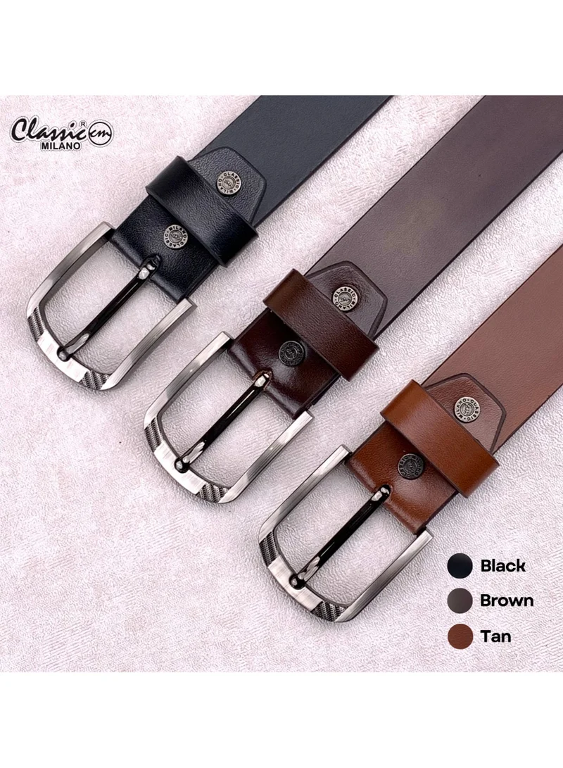 Classic Milano Black (Rabbit) Classic Milano Genuine Leather Belt for Men - Semi-Casual & Formal Wear Men Belts, Casual & Formal Outfits, and Gifts - Black, Brown & Tan Men’s Belt for Men | Best Price UAE