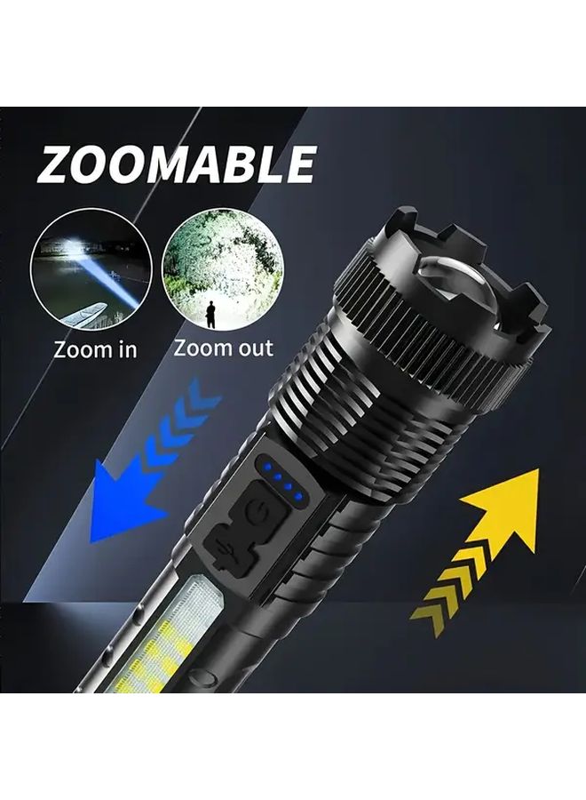 Ab Black LED Ultra Bright Extendable Flashlight USB Rechargeable 1200mAh 7 Modes Telescopic Zoom Compact For Camping Emergency - Image 5