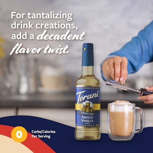 Torani Sugar Free Coffee Syrup, French Vanilla Flavored Syrup for Drinks, Zero Calorie, Pump Included, 25.4 Fl Oz - Image 4