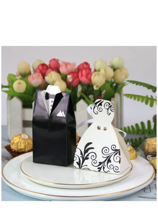 Generic 100Pcs Wedding Favor Boxes Small Wedding Party Favor Boxes Bride And Groom Candy Boxes For Bridal Shower Decorations Dress And Suit Favor Boxes （50Pcs Suit+50Pcs Wedding Dress）