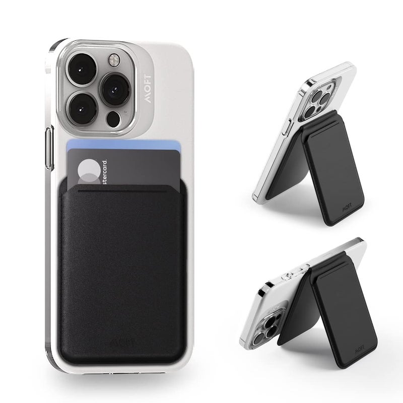 MOFT MagSafe Wallet Card Holder, Fit 1-2 Cards, Adjustable Magnetic Wallet Stand with Open ID Window, Quick Access Flash Wallet Phone Stand for iPhone 16/15/14/13/12 Series (Jet Black) - Image 1