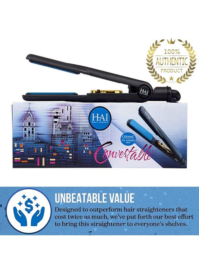 HAI Beauty Concepts - Hai Convertible Flat Iron Hair Straightener For Women Professional Ceramic Fast Heating Hair Flat Iron With 5 Temperature Levels Best Hair Straightener For All Hair Types (Classic Blue) - Image 1