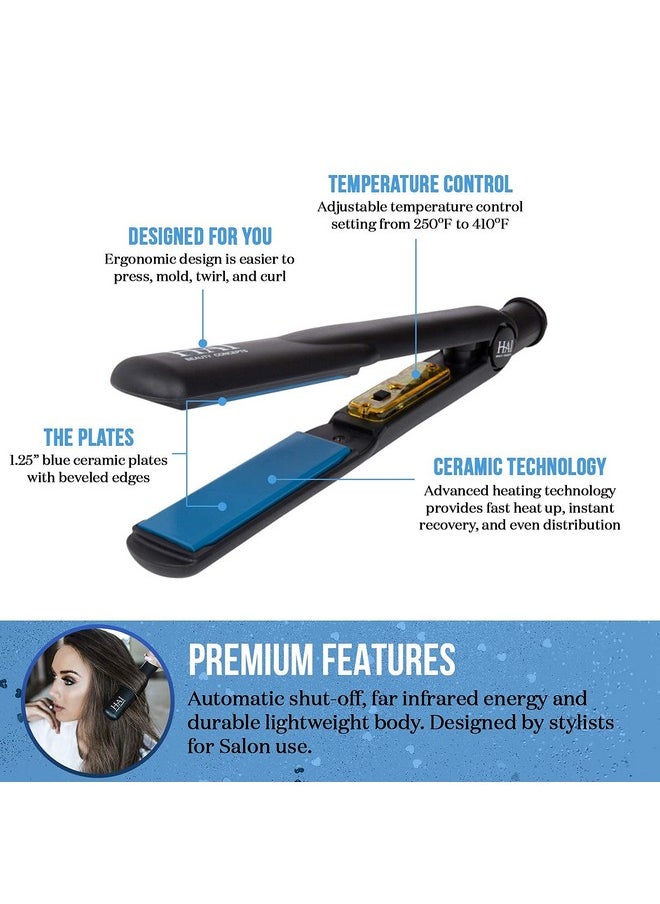 HAI Beauty Concepts - Hai Convertible Flat Iron Hair Straightener For Women Professional Ceramic Fast Heating Hair Flat Iron With 5 Temperature Levels Best Hair Straightener For All Hair Types (Classic Blue) - Image 1
