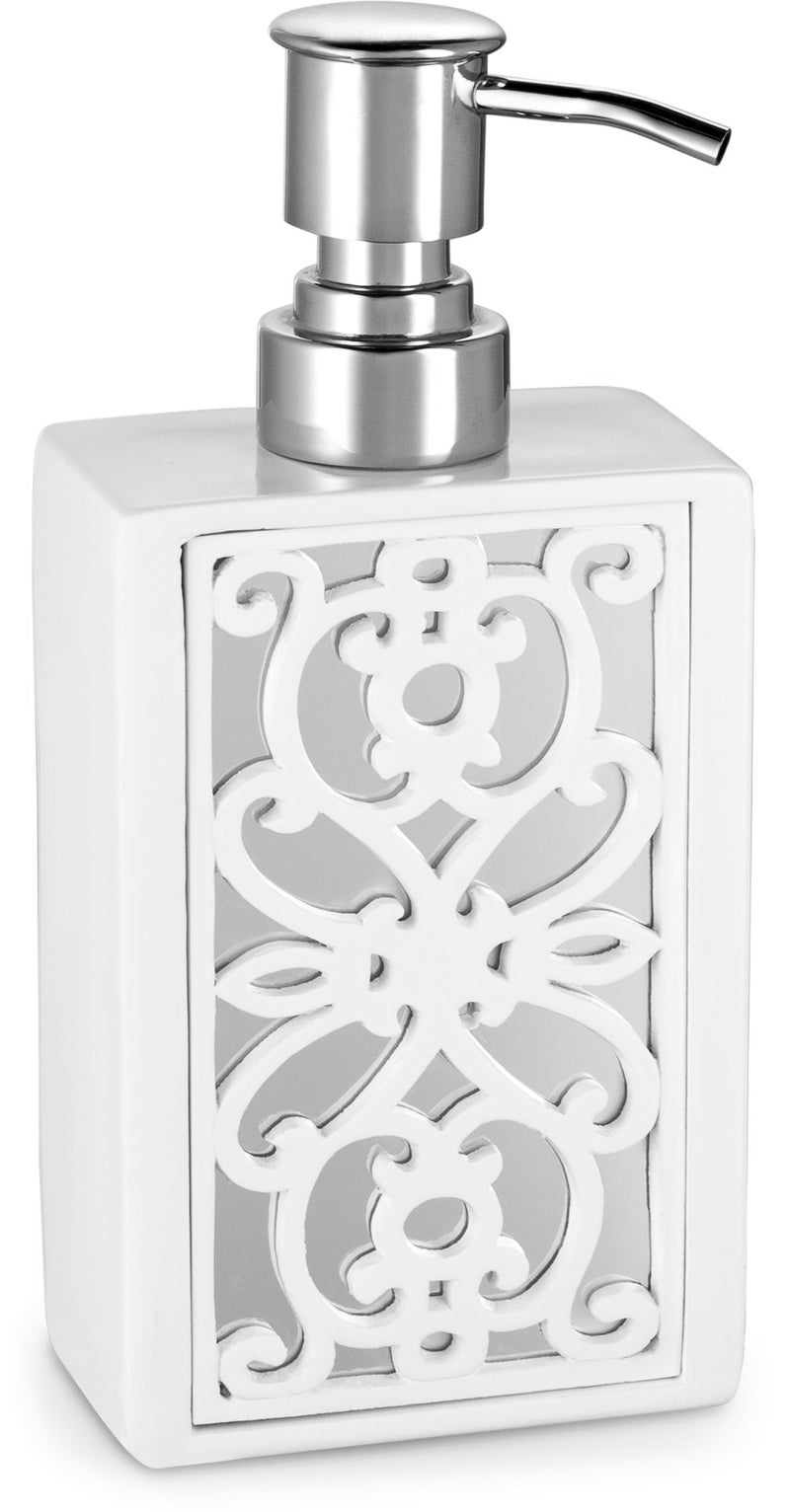 Creative Scents Mirror Janette White Hand Soap Dispenser for Bathroom  Mirrored Bathroom soap Dispenser for Countertop  Decorative Lotion Dispenser with Durable Metal Pump