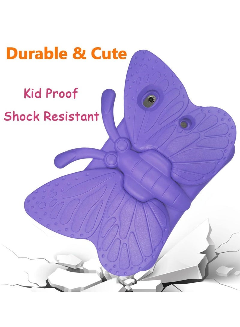 SmartGrist iPad 9th/8th/7th Generation Kids Case - Cute Butterfly Shockproof EVA Foam Super Protection Stand Cover for iPad 10.2" (2021, 2020, 2019) and iPad Air 3/Pro 10.5" - Purple - Image 3