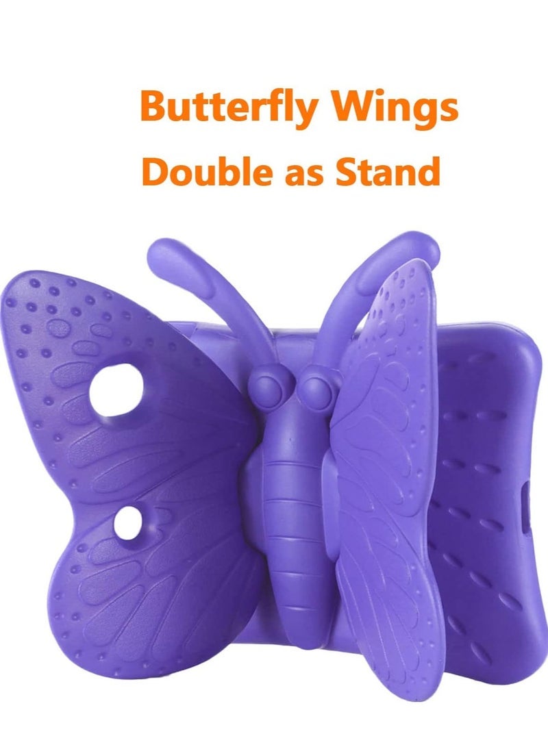 SmartGrist iPad 9th/8th/7th Generation Kids Case - Cute Butterfly Shockproof EVA Foam Super Protection Stand Cover for iPad 10.2" (2021, 2020, 2019) and iPad Air 3/Pro 10.5" - Purple - Image 4