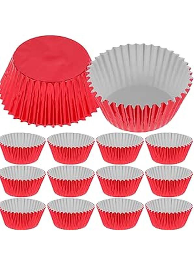 Thick Red Aluminum Foil Muffin Cups 100pcs Greaseproof Baking Liners for Home and Party - Image 1