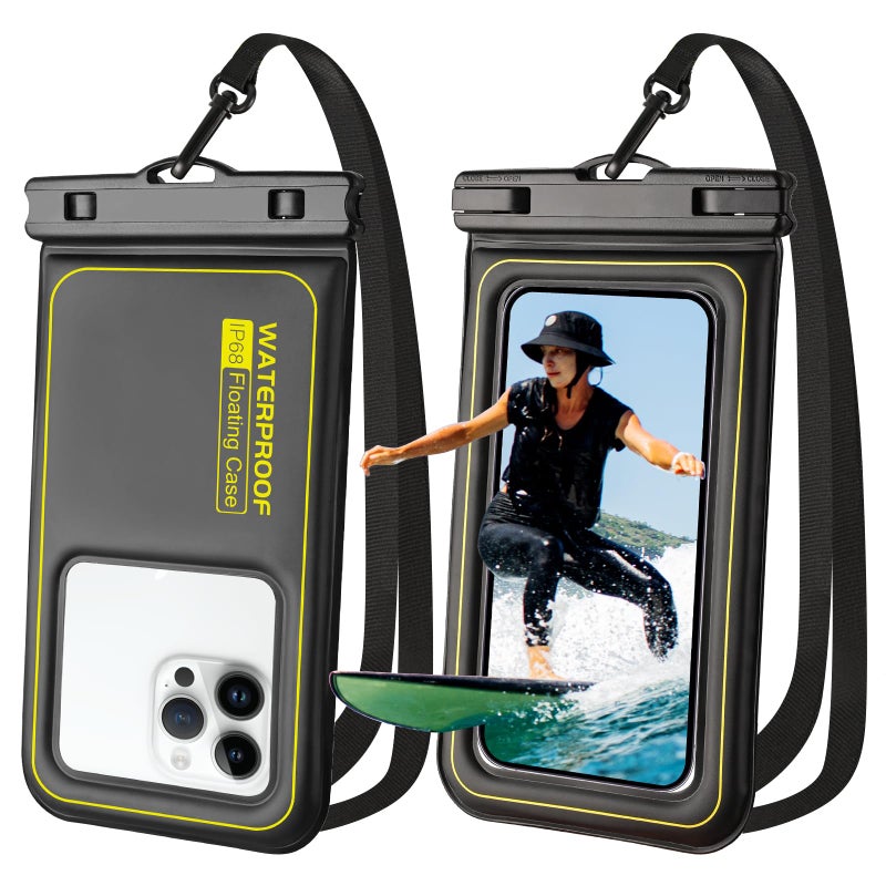 Razobws Waterproof Phone Pouch 2 Pack, IP68 Floating Waterproof Phone Case, Up to 8.3" Dry Bag for iPhone 17 16 15 14 13 Pro Max Samsung S25 Ultra S24 S23, Kayak/Beach/Cruise Travel Essentials Black - Image 1