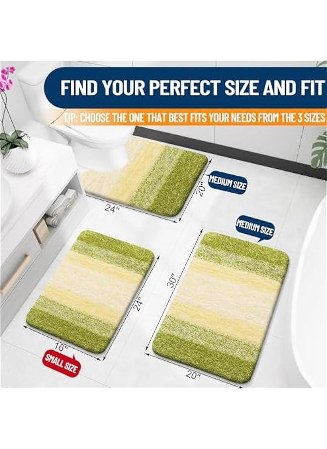 Arabest - Soft Olive Green Bathroom Rug: 30x20 Microfiber Bath Mat with Rubber Backing, Quick-Dry, Machine Washable for Shower, Tub, Home Decor. - Image 1